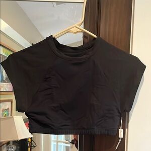 Frankie's Bikinis Black Cap Sleeve Crop T-Shirt
